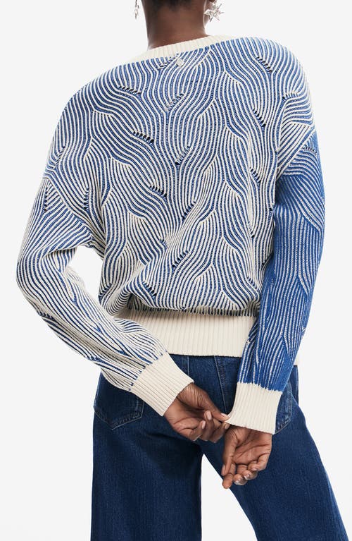 Desigual Two-tone Knit Sweater In Blue