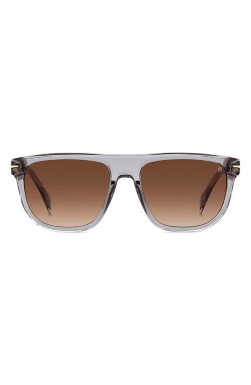 56mm Square Sunglasses in Grey/Brown Gradient