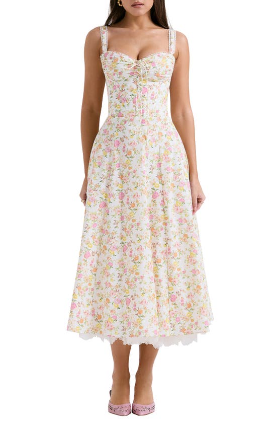 Shop House Of Cb Rosalee Floral Stretch Cotton Petticoat Dress In Floral Print