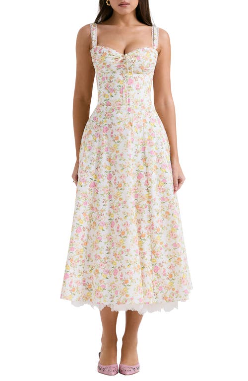 Rosalee Floral Stretch Cotton Petticoat Dress in Floral Print