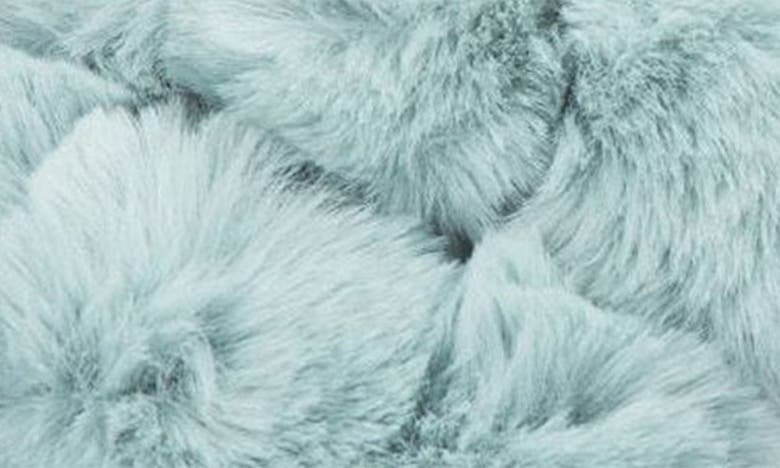 Shop Memoi Luxe Faux Fur Pom Memory Foam Slipper In Sea Blue
