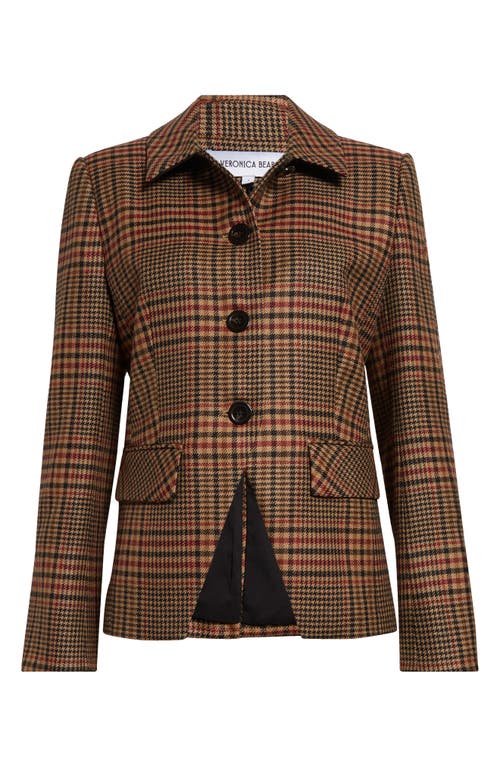 Veronica Beard Aire Houndstooth Check Wool Dickey Jacket In Camel/black