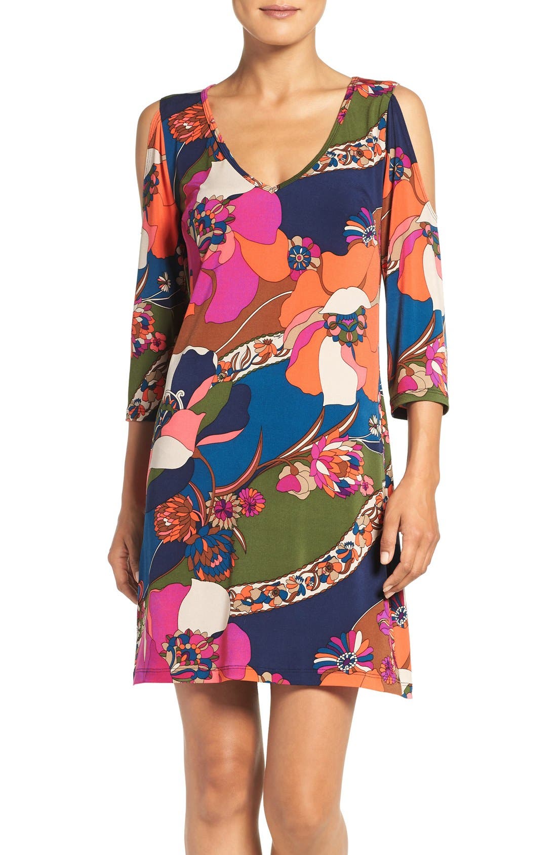 trina Trina Turk 'Ritzy' Cold Shoulder Knit ALine Dress Nordstrom