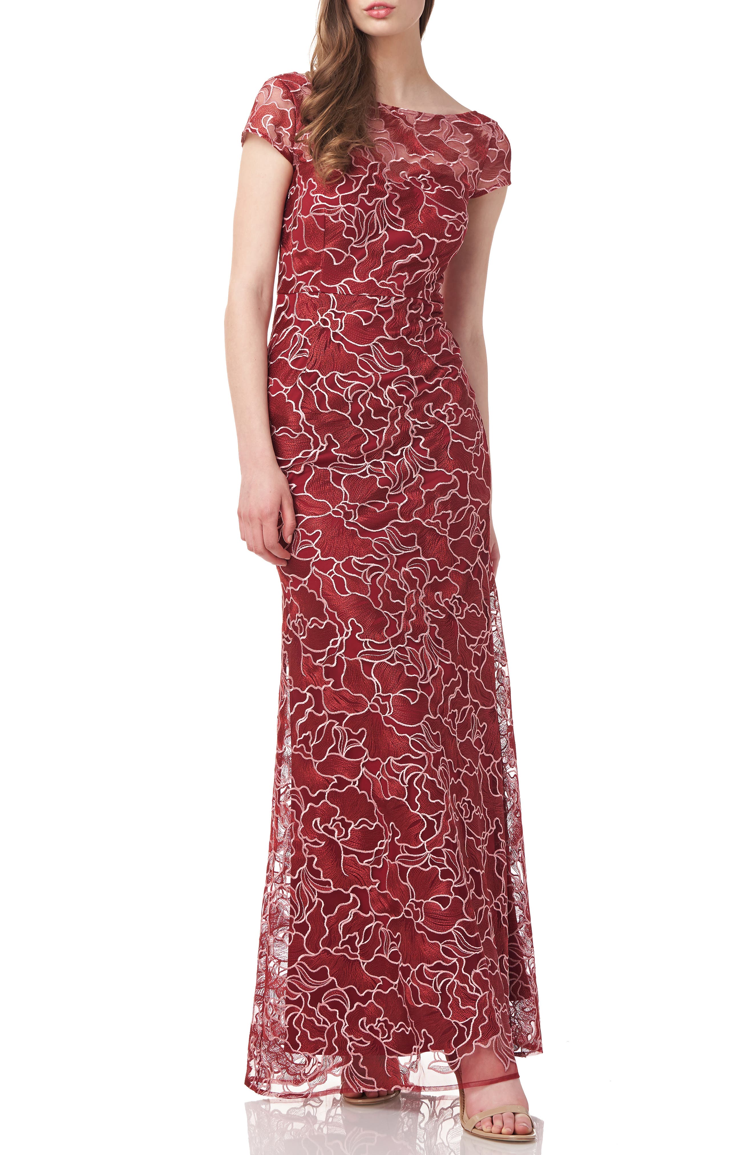 Js collections clearance embroidered illusion gown