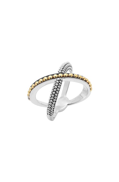 LAGOS KSL Caviar Crossover Ring in Silver/Gold at Nordstrom, Size 7