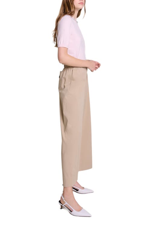 Shop Maje Wide-leg Cotton Trousers In Beige Light