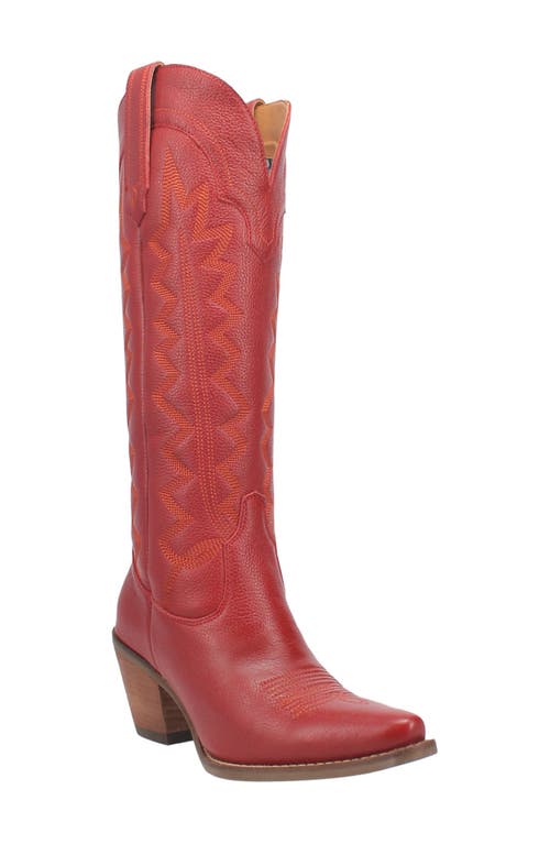 Knee High Western Boot in Red