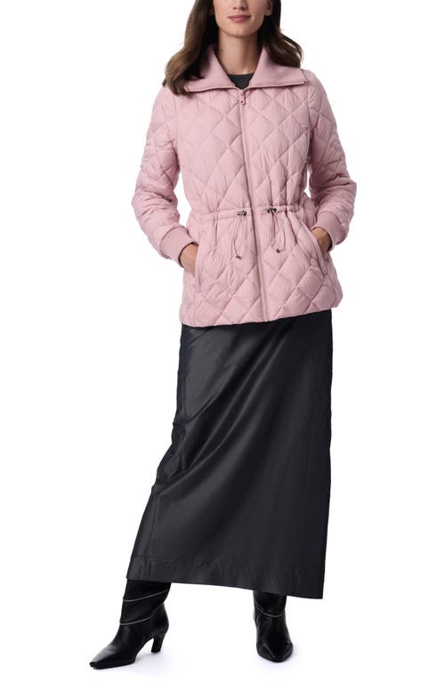 Bernardo Drawcord Waist Quilted Puffer Coat In Blush