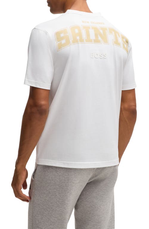 Shop Hugo Boss Boss X Nfl Stretch Cotton Graphic T-shirt In New Orleans Saints - White