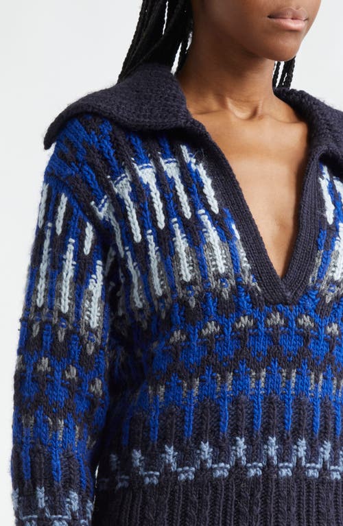 Shop Ramy Brook Augustus Sweater In Lapis Combo Fairisle