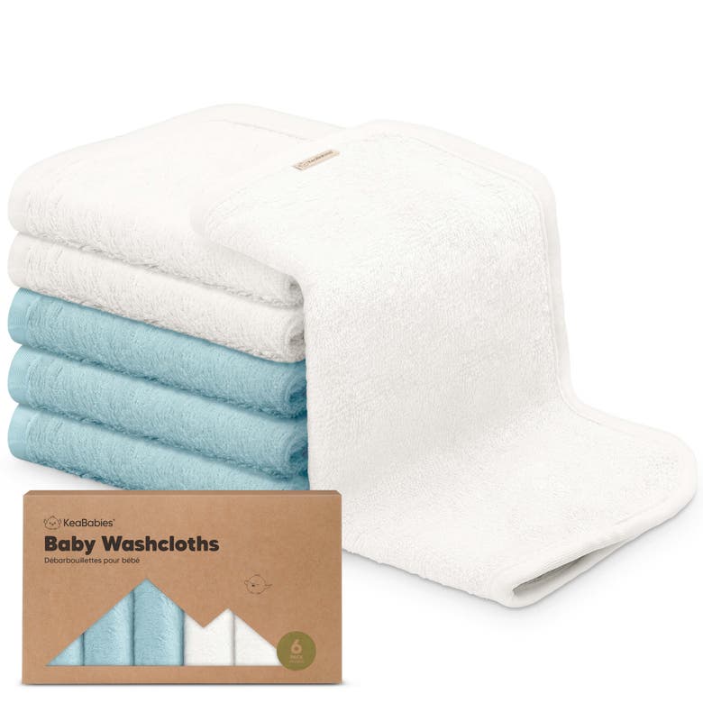Shop Keababies Deluxe Baby Washcloths In White/sky