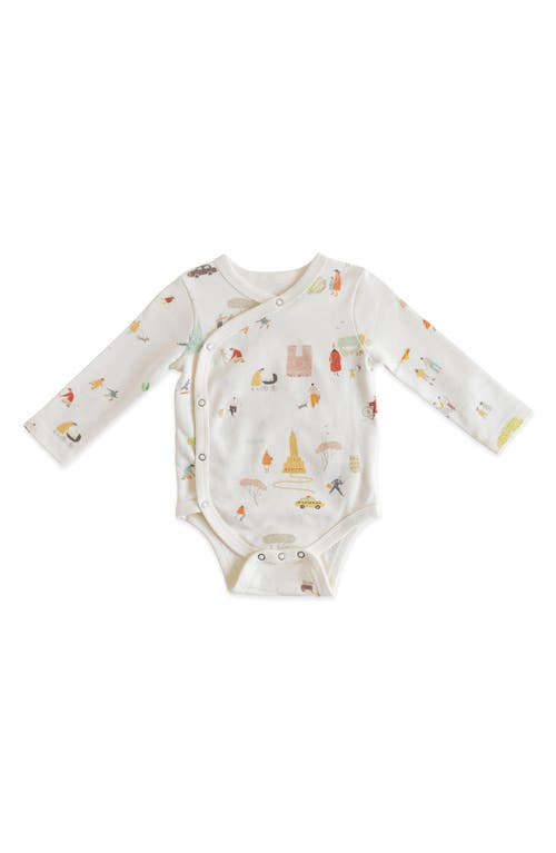 Pehr Explore The World Organic Cotton Wrap Bodysuit In Explore The World