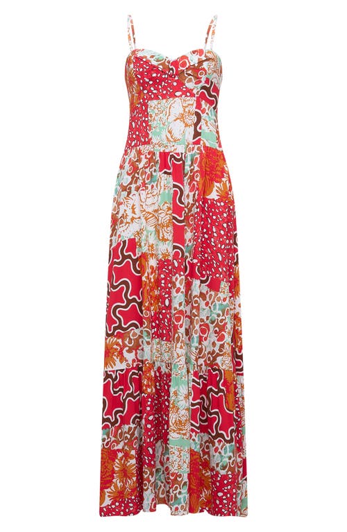 Shop Diane Von Furstenberg Etta Mixed Print Maxi Dress In Soltice Flags Red