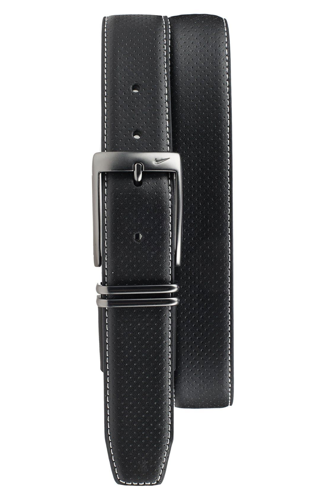 Nike Perforated Leather Belt, Black