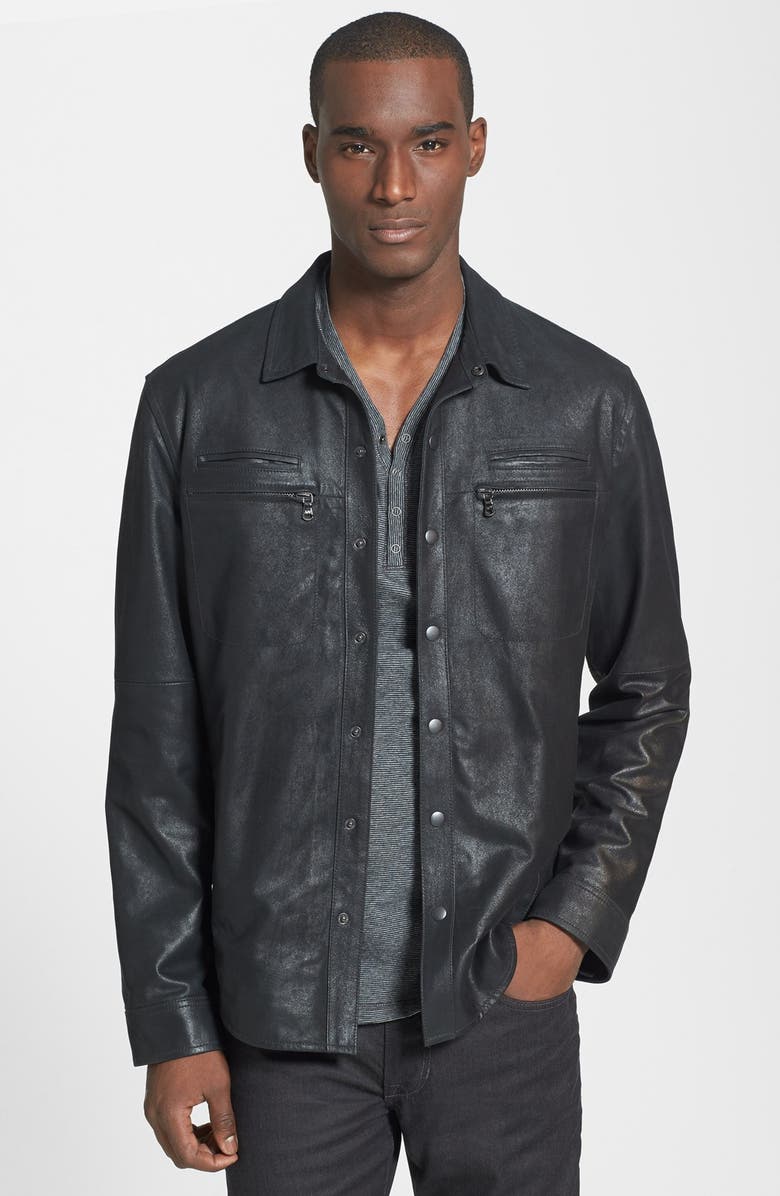 John Varvatos Star USA Slim Fit Leather Shirt Jacket | Nordstrom