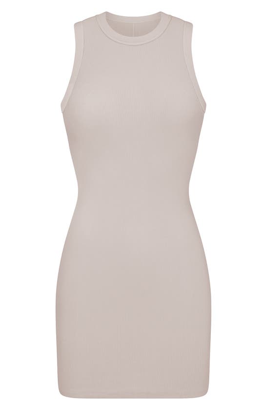 Shop Skims Stretch Cotton Rib Tank Dress In Stone