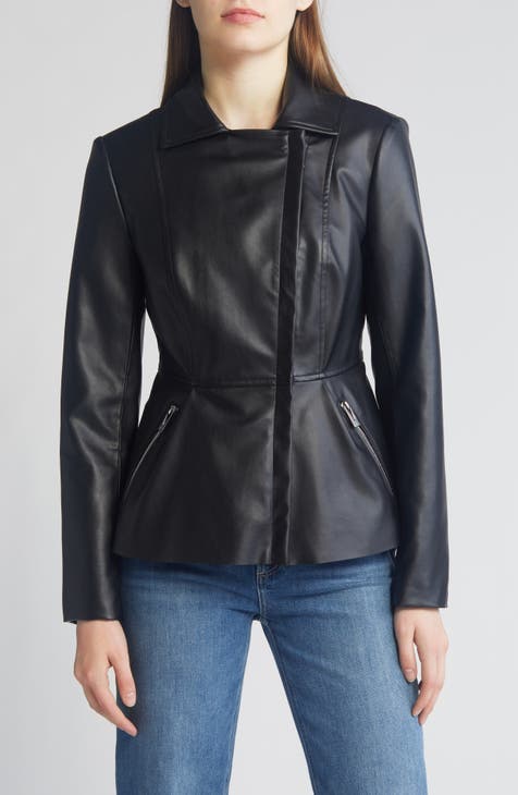 Peplum Faux Leather Jacket