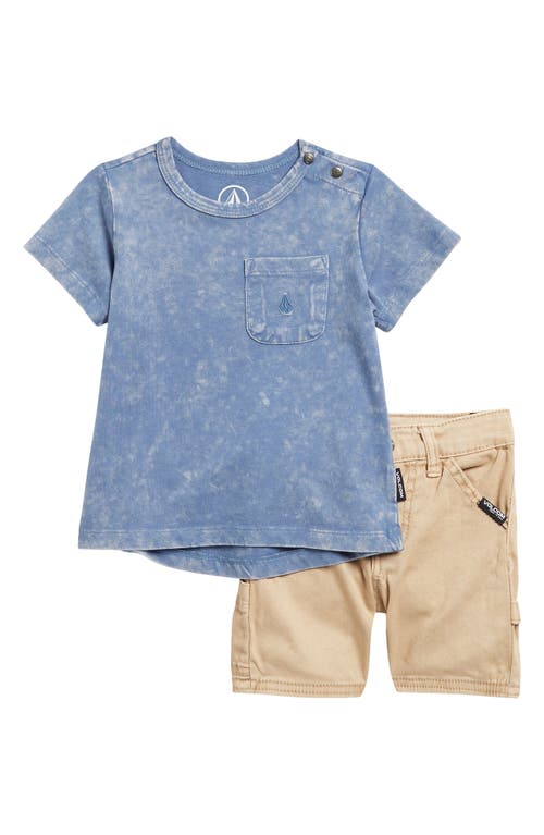 Volcom T-shirt & Cargo Shorts Set In Blue