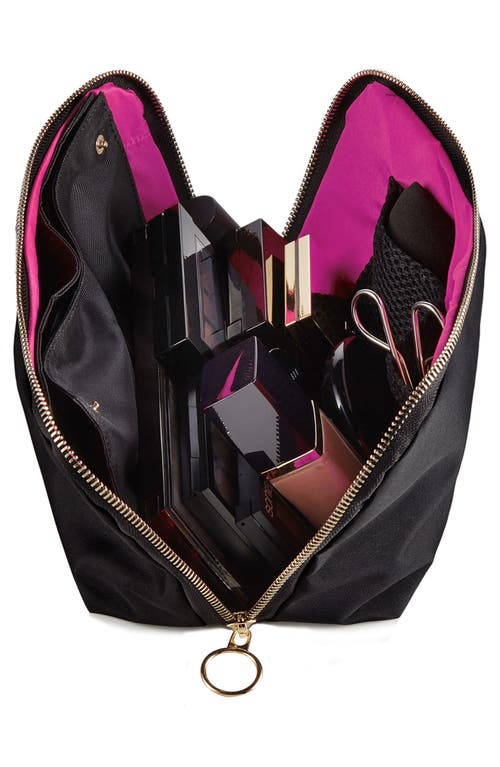 Shop Kusshi Signature Leather Makeup Brush Organizer In Black Leather/pink