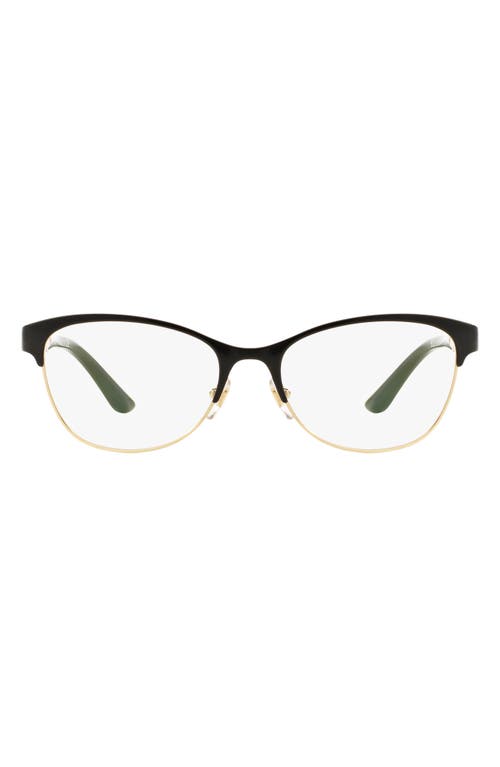 Versace 53mm Cat Eye Optical Glasses in Black Gold at Nordstrom