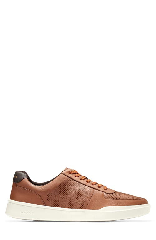 Shop Cole Haan Grand Crosscourt Modern Perforated Sneaker In British Tan Leather/ivory