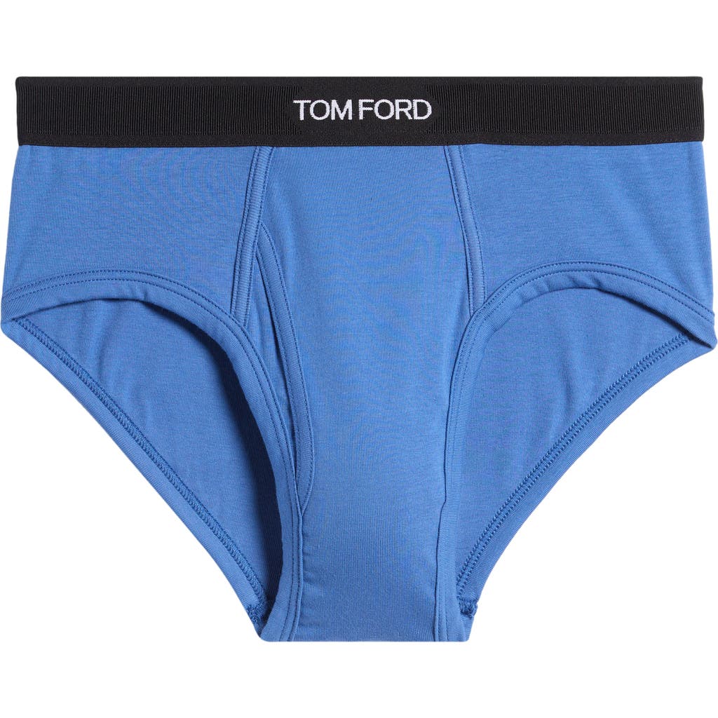 Tom Ford Cotton Stretch Jersey Briefs In Blue Navy Rigato