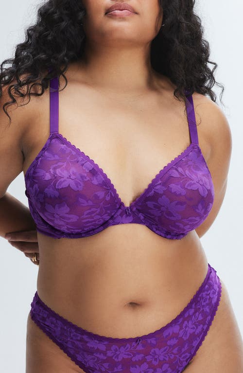 Shop Savage X Fenty Lavish Lace Unlined Plunge Bra In Purple Gem