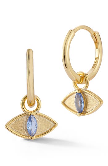 Sphera Milano Cz Eye Drop Huggie Hoop Earrings In Gold