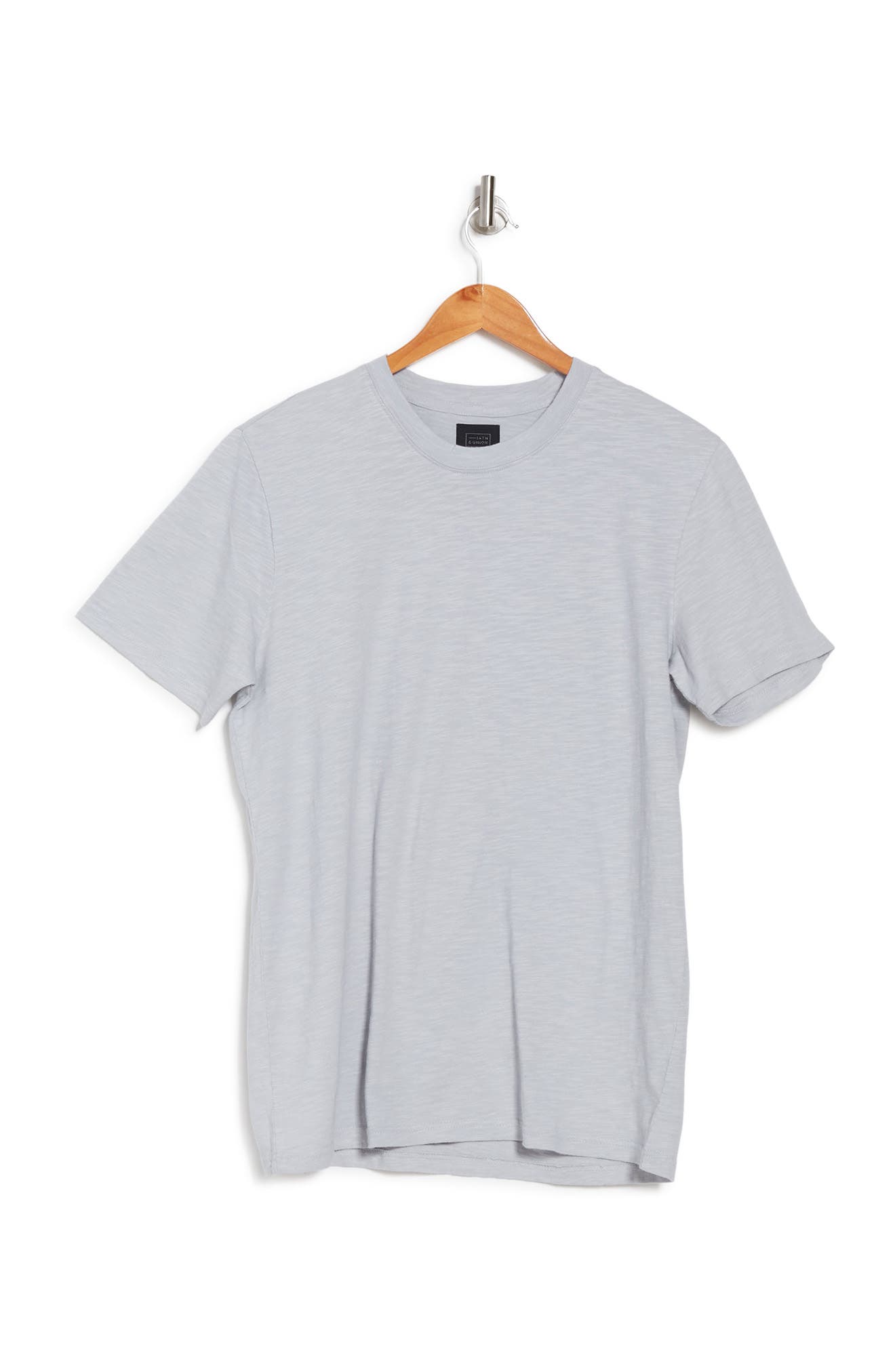 14th & Union Short Sleeve Slub Crew Neck T-shirt In Grey Silk
