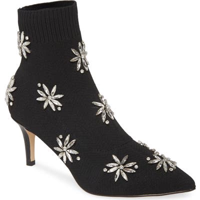 Allegra James Hayley Crystal Embellished Sock Bootie- Black