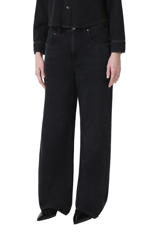 Shop Agolde Low Slung Baggy Jeans In Black Tar