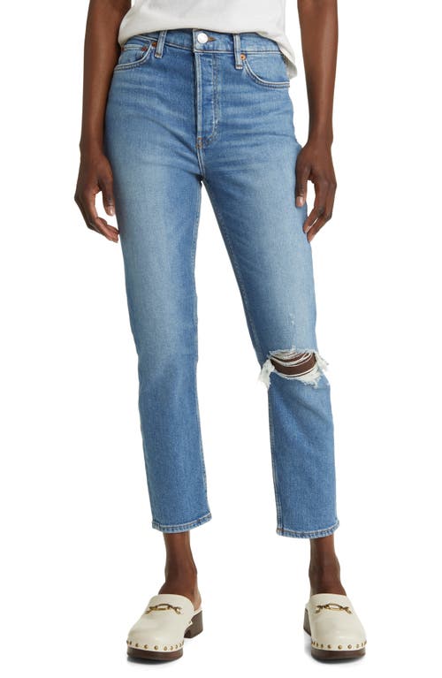 Re/Done '90s Ripped Ankle Skinny Jeans in Wrn Brk Blu
