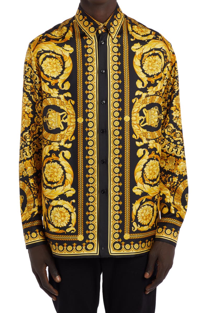 refuse Wings Install Versace Barocco Silk Button-Up Shirt | Nordstrom