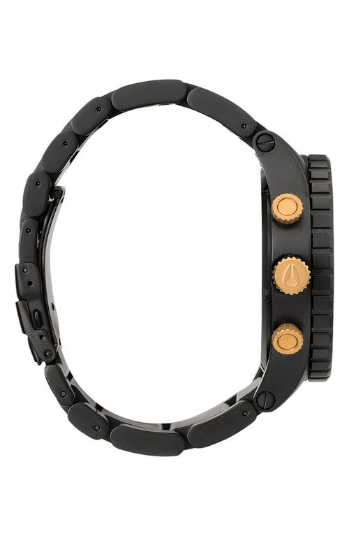 Shop Nixon 51-30 Chronograph Bracelet Watch, 51mm In Matte Black/gold