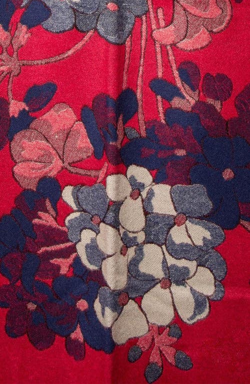 Saachi Floral Reversible Scarf In Denim/red/blue