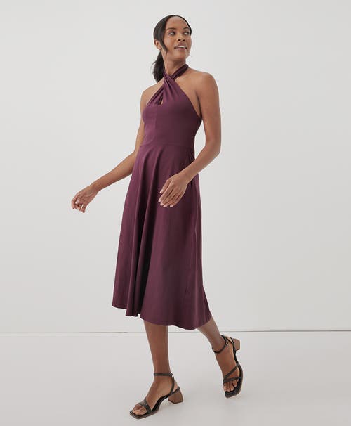 Shop Pact Organic Fit & Flare Modern Halter Dress In Maroon