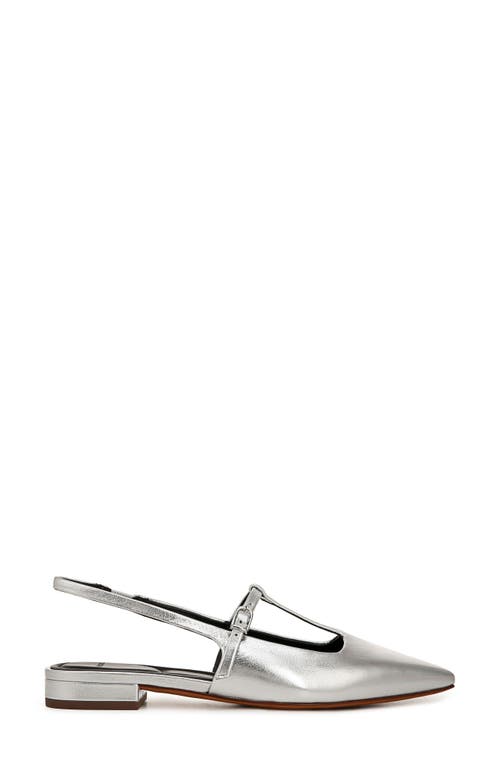 Vince Lliana Metallic T-strap Ballerina Flats In Silver
