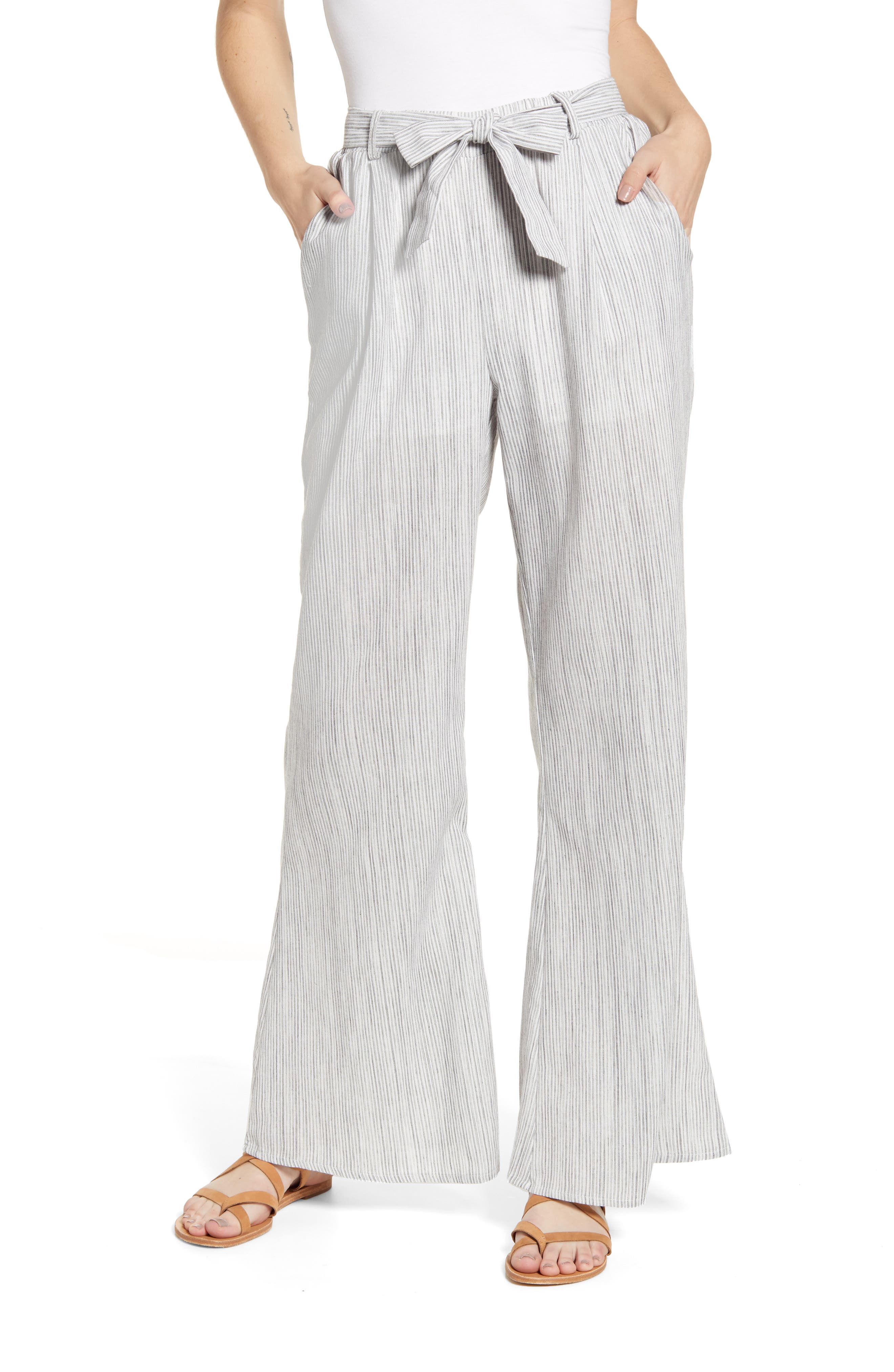 Lira Clothing Pismo Stripe Flare Pants, Grey