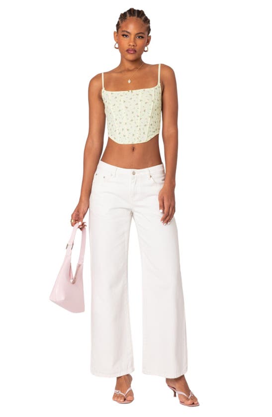 Shop Edikted Rosey Print Pointelle Corset In Yellow
