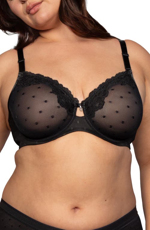 Shop Curvy Couture Sheer Whisper Full Coverage Unlined Underwire Bra In Onyx