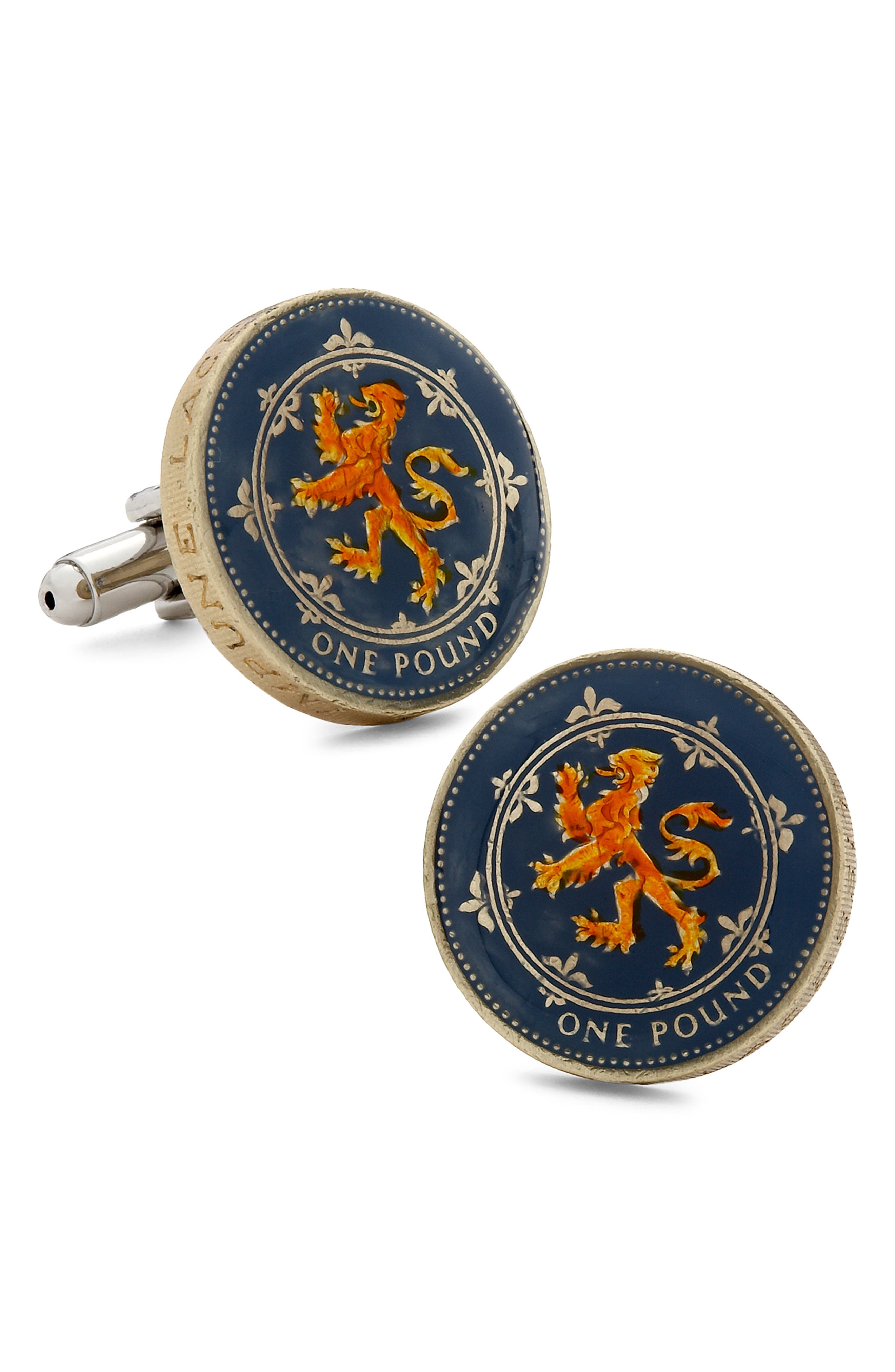 Lion on Crown of Scotland Arms UK Scottish Crest Shilling KGVI Coin Cufflinks 