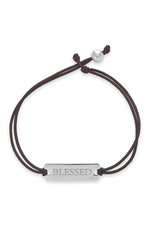 Sterling Silver Engraved Blessed Stretch Bracelet