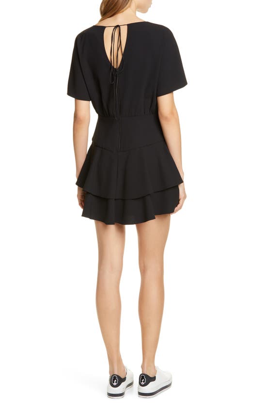 Shop Alice And Olivia Palmira Tie Back Ruffle Tiered Minidress In Black