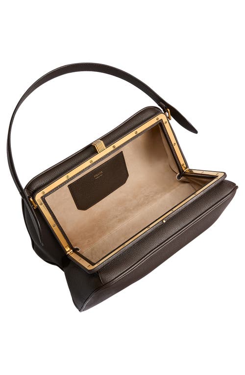 Khaite Cate Textured Leather Top Handle Bag In Dark Brown 950