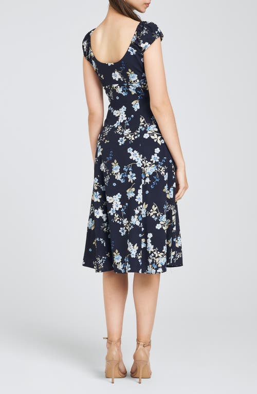 Shop Wayf Laure Floral Fit & Flare Dress In Navy Floral