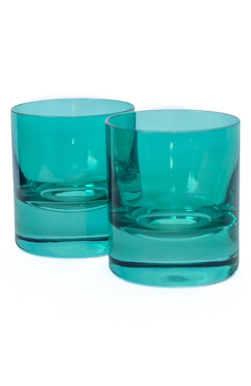 Estelle Colored Glass Set of 2 Rocks Glasses in Emerald Green