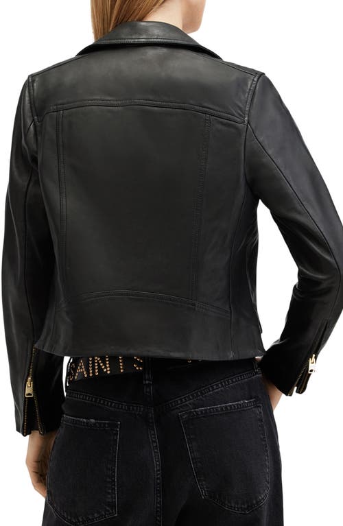 Shop Allsaints Dalby Leather Biker Jacket In Black/gold