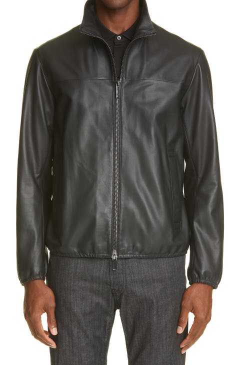 Men's Emporio Armani Leather & Faux Leather Jackets | Nordstrom