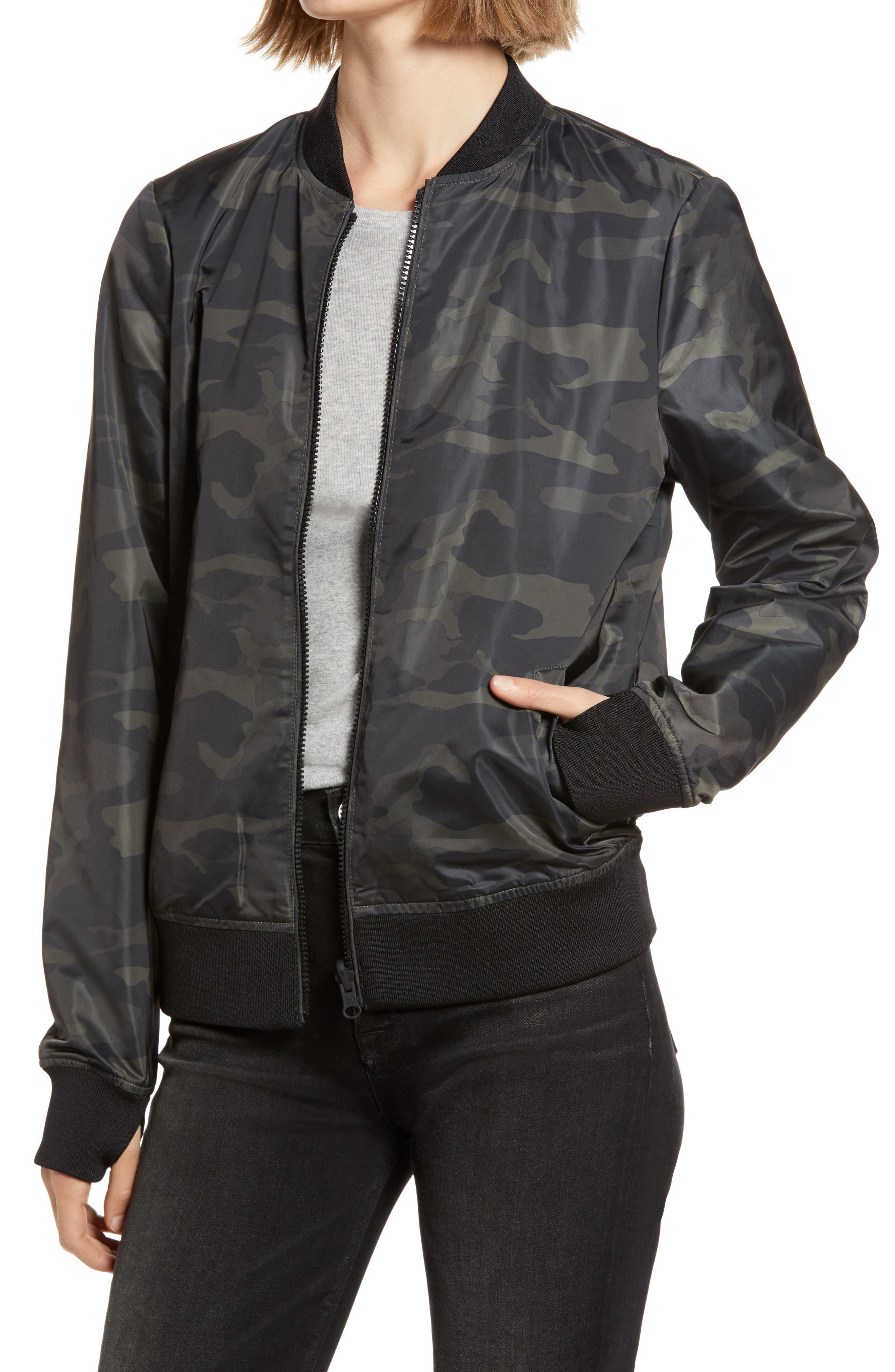 Blanc Noir Reversible Bomber Jacket In Camo/ Ink ModeSens