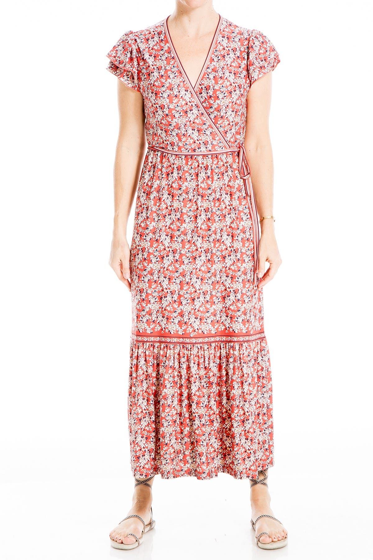 max studio red wrap dress